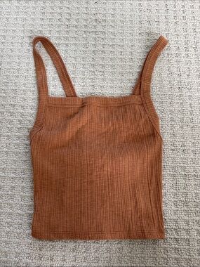 American Eagle Ribbed Square-Neck Tank Top - Rust